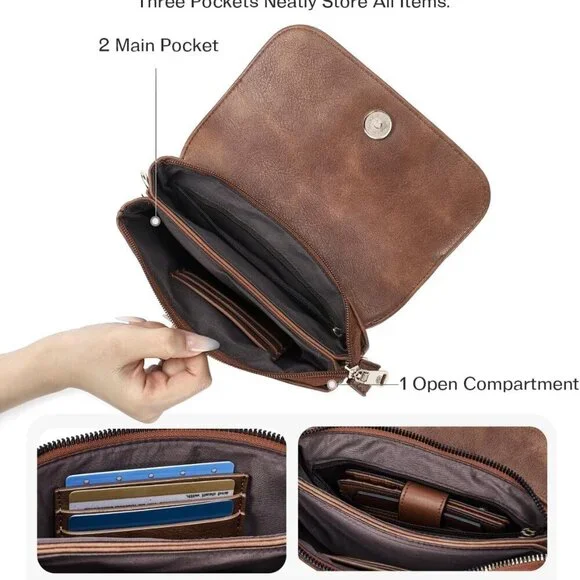 Small Vegan Leather Crossbody Bag with Multiple Carry Options for Women - Picture 4 of 6